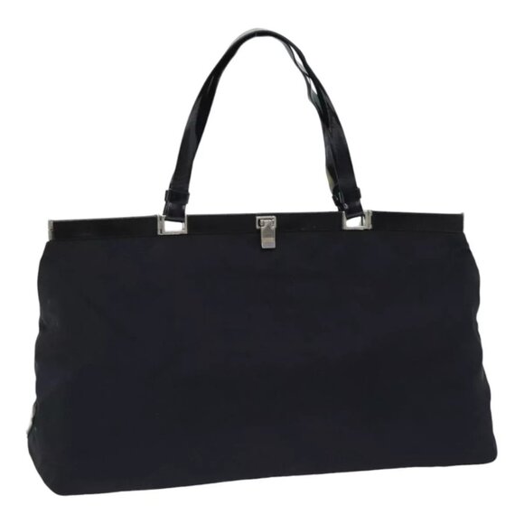 PRADA Tote Bag Nylon Black Silver Auth 88231 - Picture 1 of 16